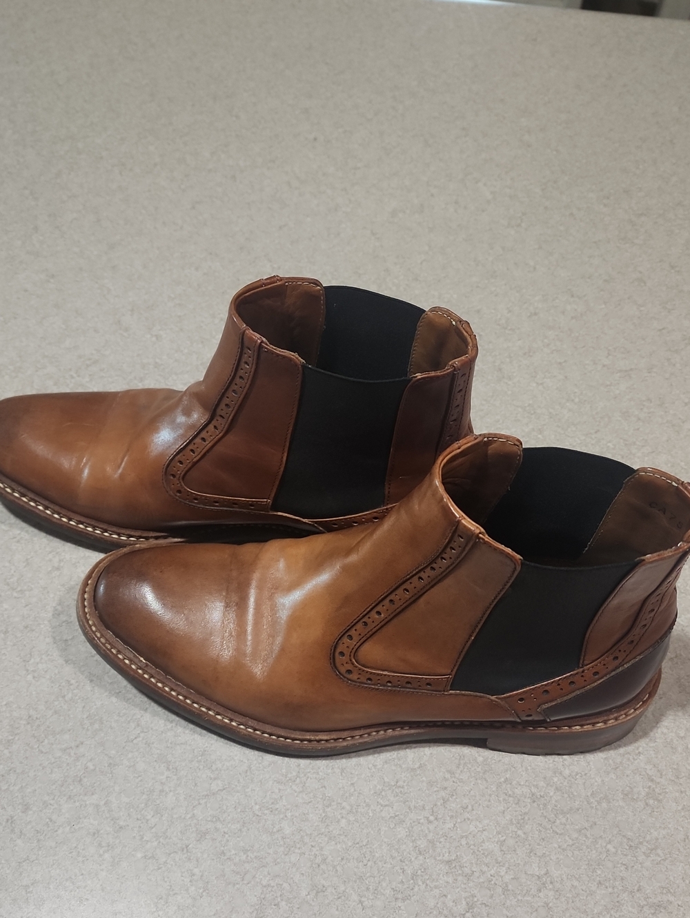 John Fluevog Brown Leather Chelsea Ankle Boots with Black Elastic Panels